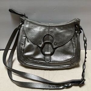 BORN Metallic Crossbody Y2K Silver /Gold Leather Shoulder Bag Gunmetal
